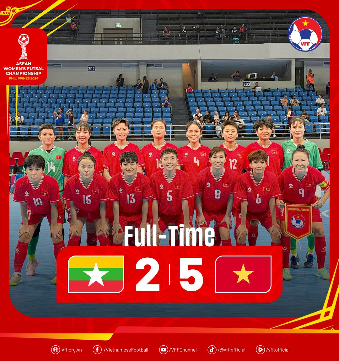 Đội tuyển nữ futsal Việt Nam đè bẹp Myanmar, khởi đầu suôn sẻ giải Đông Nam Á- Ảnh 1. Đội tuyển nữ futsal Việt Nam đè bẹp Myanmar, khởi đầu suôn sẻ giải Đông Nam Á- Ảnh 1.