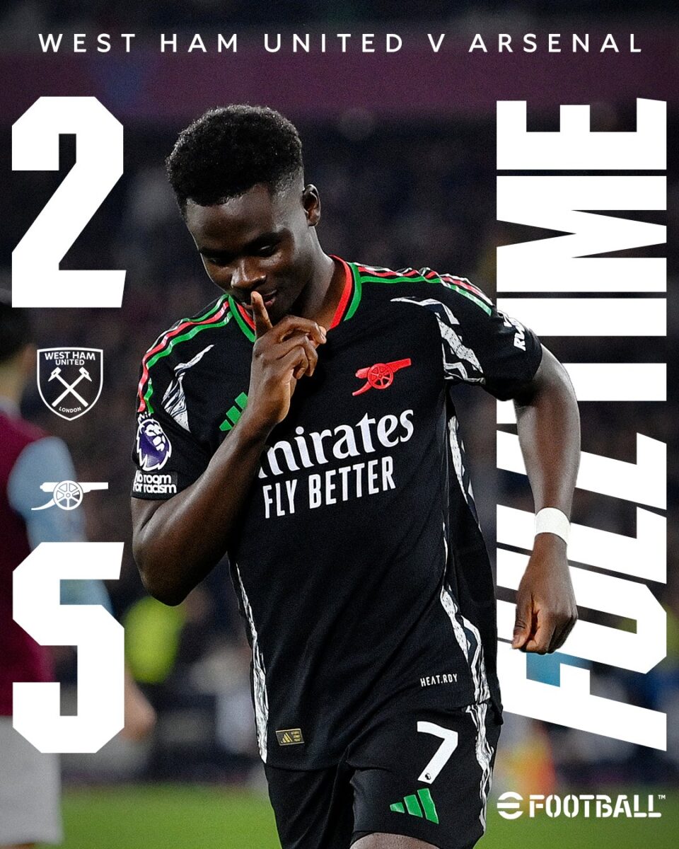 Trận Arsenal thắng West Ham với tỷ số 5-2 ngày 1.12, là trận thứ 4 thiết lập kỷ lục ghi 7 bàn trong hiệp 1 ở kỷ nguyên Ngoại hạng Anh Trận Arsenal thắng West Ham với tỷ số 5-2 ngày 1.12, là trận thứ 4 thiết lập kỷ lục ghi 7 bàn trong hiệp 1 ở kỷ nguyên Ngoại hạng Anh