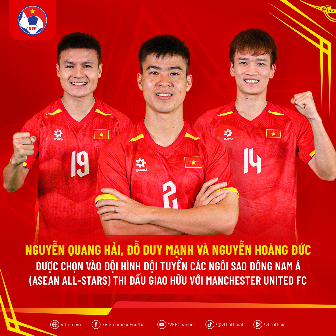 Nóng: Chốt 3 tuyển thủ Việt Nam đấu M.U, đội Ngôi sao Đông Nam Á dần lộ diện- Ảnh 1. Nóng: Chốt 3 tuyển thủ Việt Nam đấu M.U, đội Ngôi sao Đông Nam Á dần lộ diện- Ảnh 1.